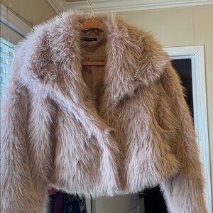 Faux FurLove & Liberty Cropped Jacket in Pink m